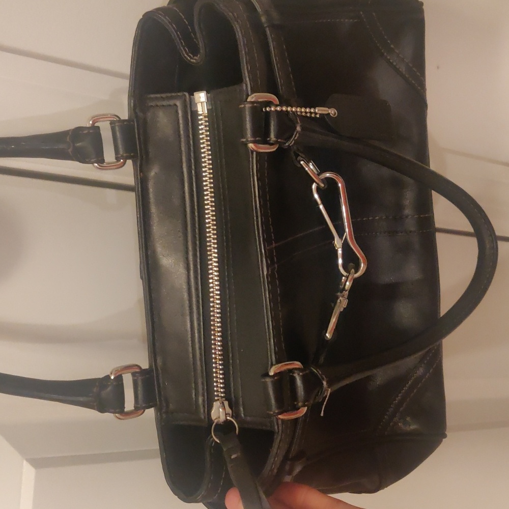 Coach Vintage black leather Hampton style satchel bag - Picture 5 of 9